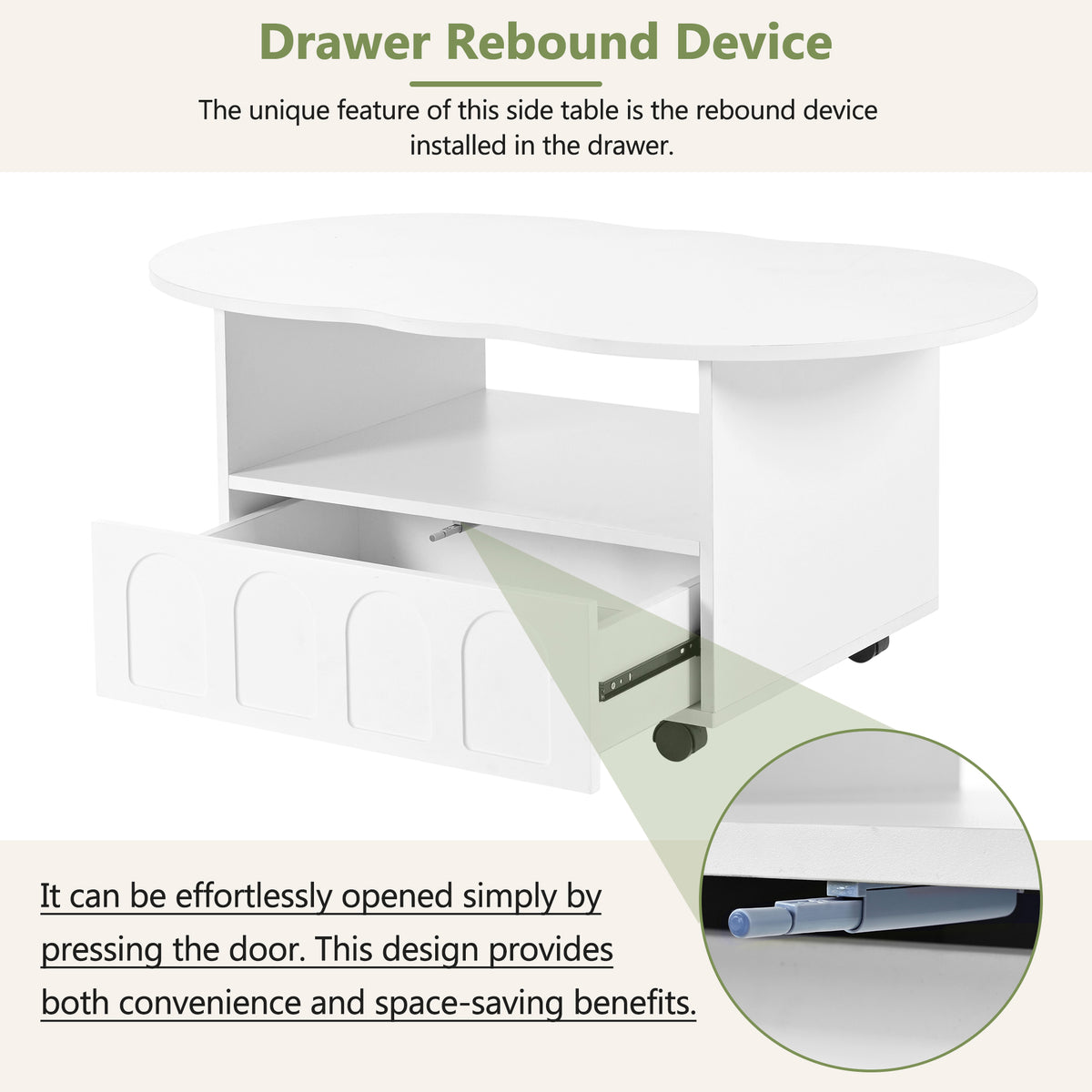 Cream Coffee Table with Storage Drawers – White