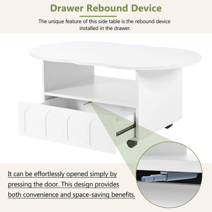Cream Coffee Table with Storage Drawers – White