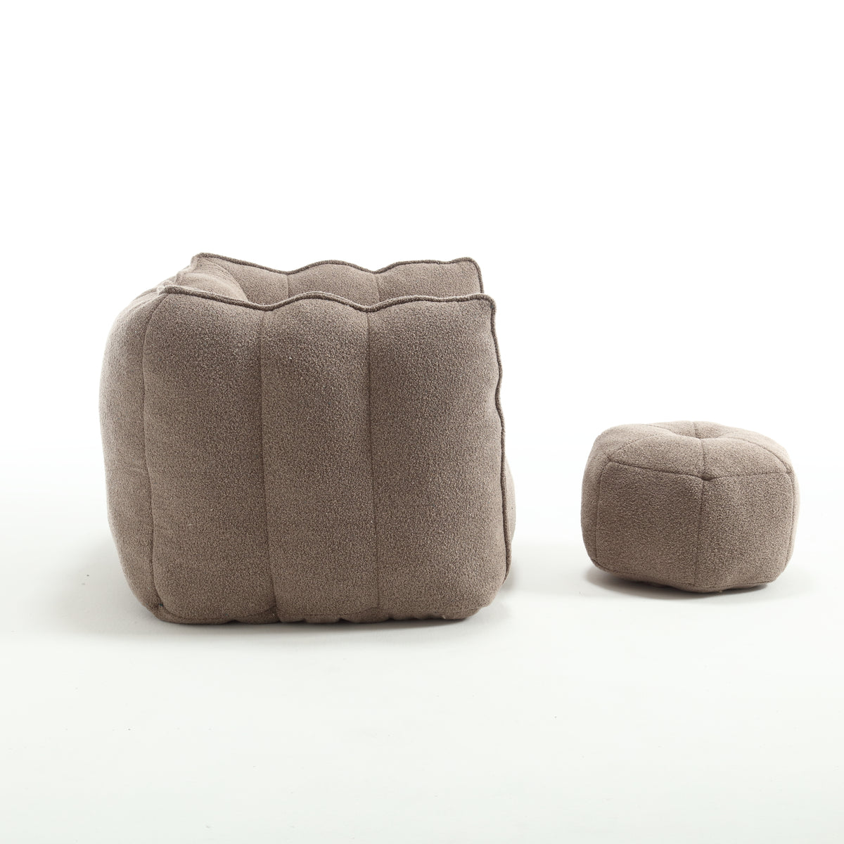 Soft Bean Bag Chair with Footstool Beige