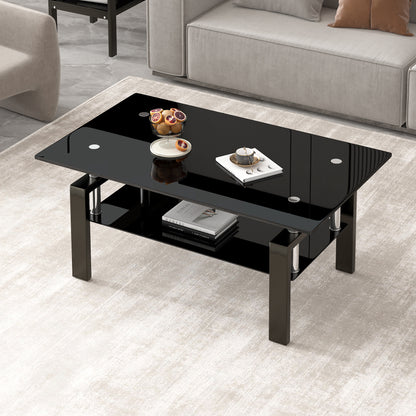 Black Glass Coffee Table – 2 Layer