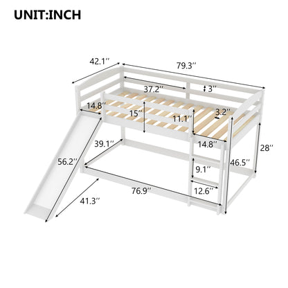 Twin Over Twin Bunk Bed with Slide White