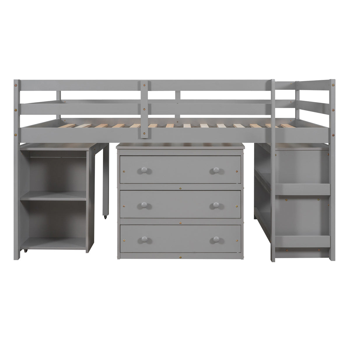 Full Loft Bed with Rolling Desk White