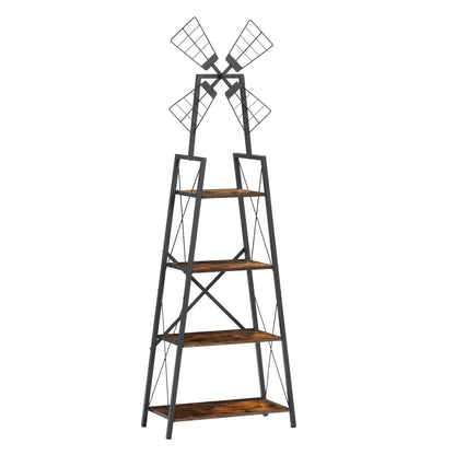 Narrow 4-Tier Display Shelf – Rustic Brown