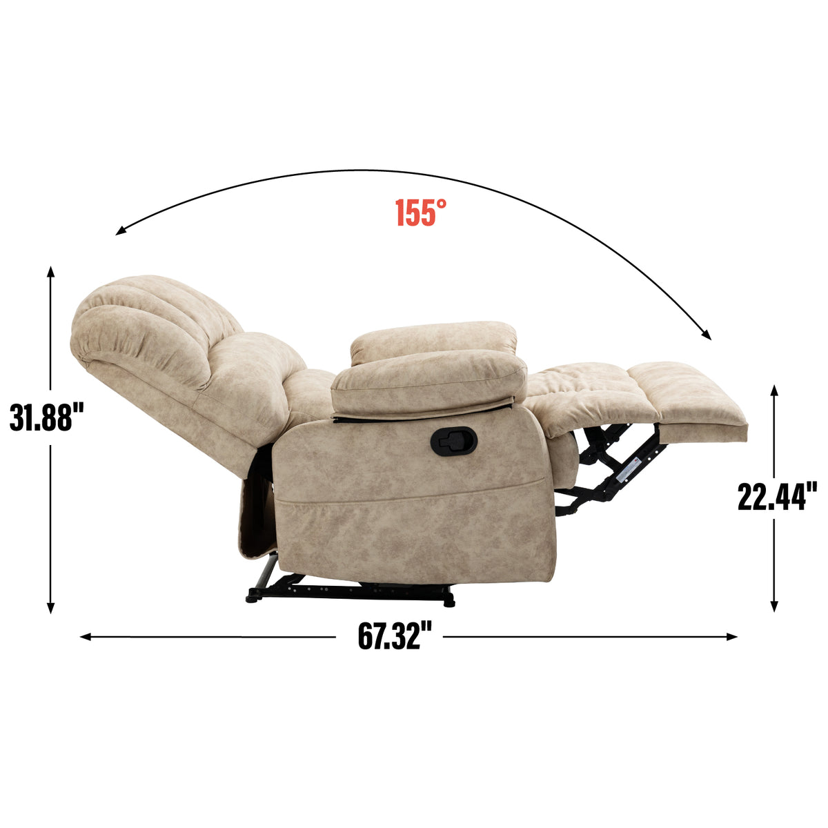 Manual Recliner Chair Fabric Beige