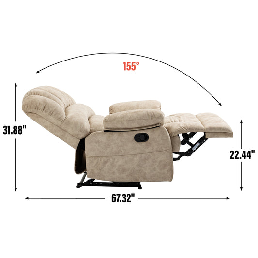 Manual Recliner Chair Fabric Beige