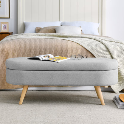 Oval Lift-Top Storage Ottoman – Gray