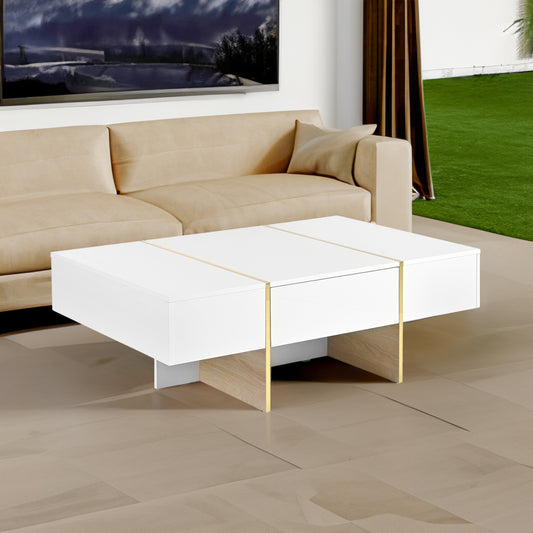 Multifunctional Table with Drawers Gold Finish