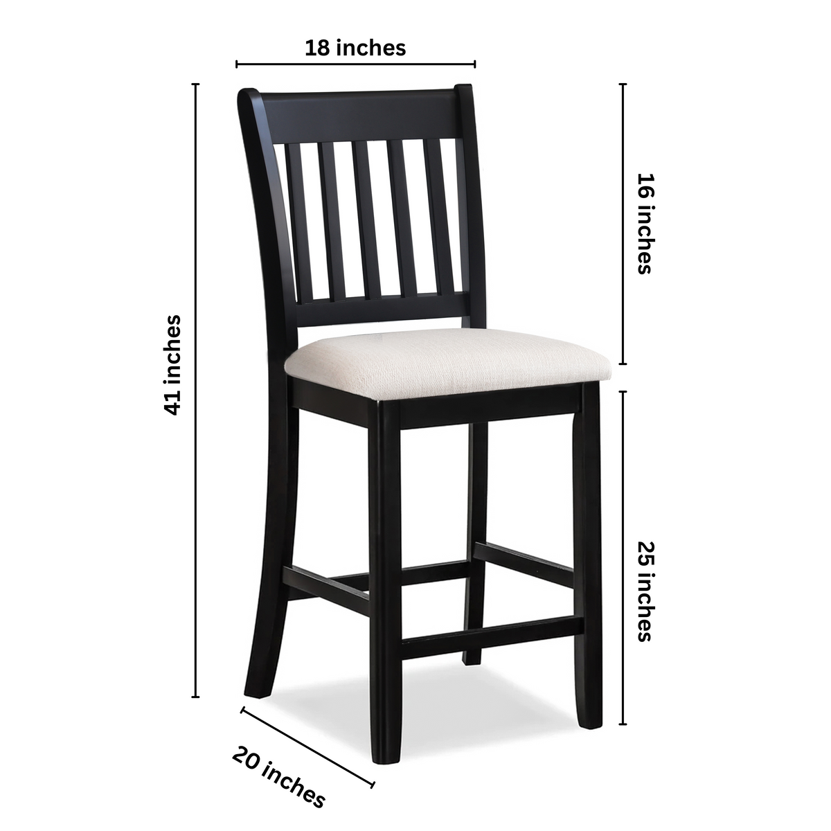 Black Bar Stools Set of 2 Rubberwood