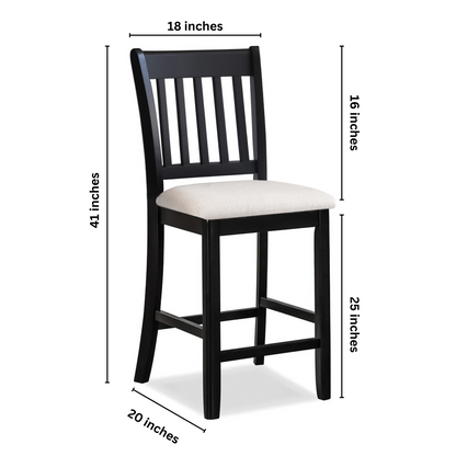 Black Bar Stools Set of 2 Rubberwood