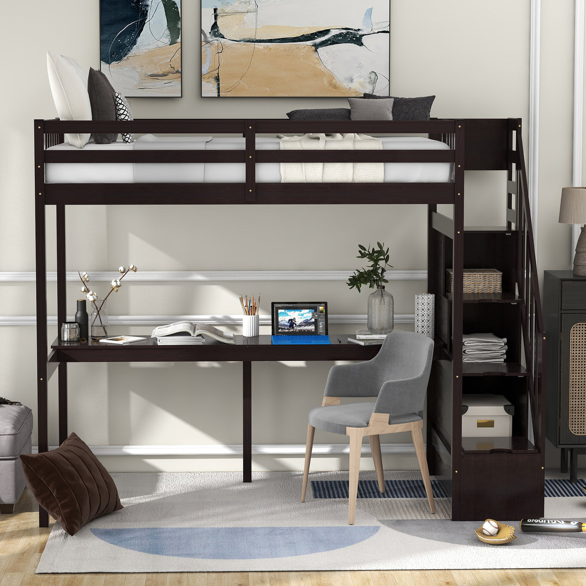 Loft Bed with Storage Espresso