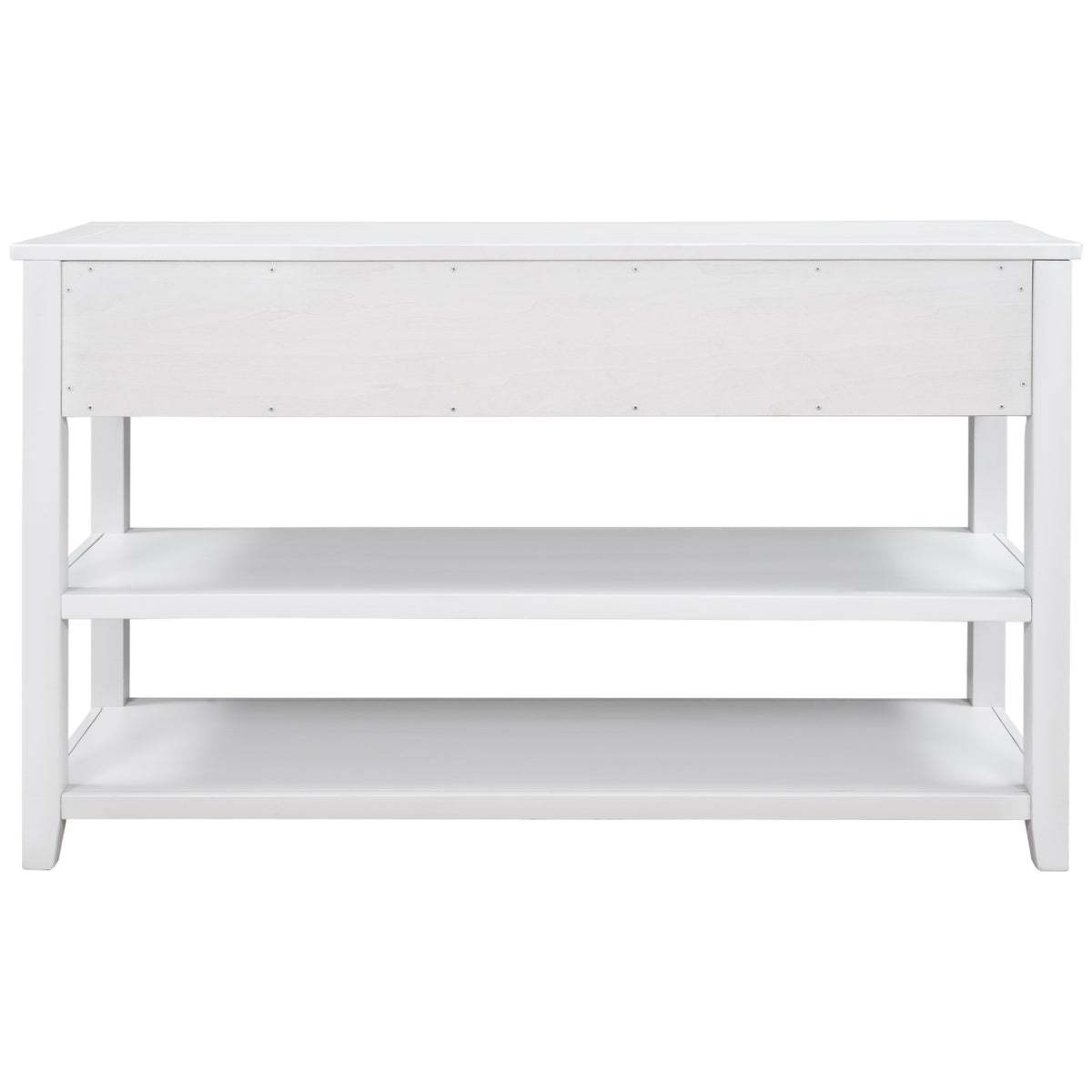 Antique White Console Table – Dual Shelves