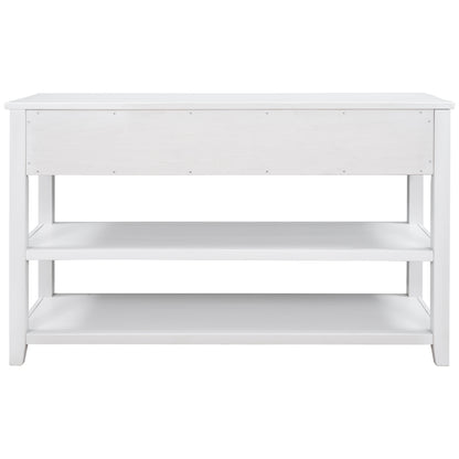 Antique White Console Table – Dual Shelves