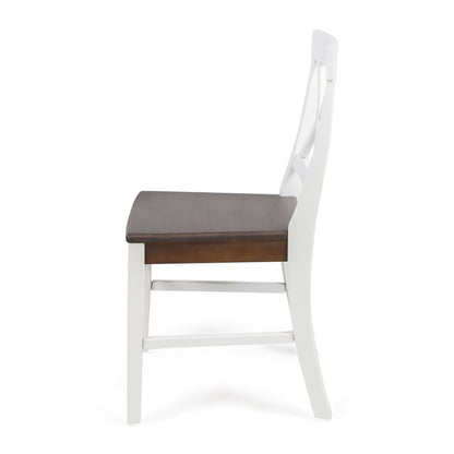 Roshan Farmhouse Dining Chair Set (2 pcs) – White & Walnut