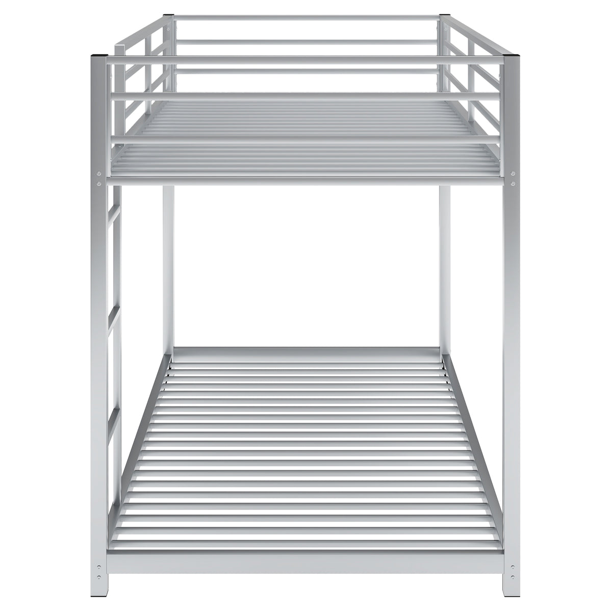 Metal Twin Bunk Bed with Ladder Silver