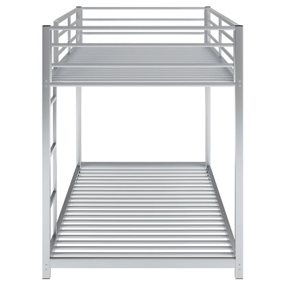Metal Twin Bunk Bed with Ladder Silver
