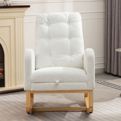 Accent Rocking Chair with Footrest – Black Rubber Wood