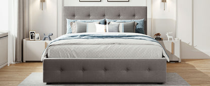 Upholstered Platform Bed Queen Light Gray