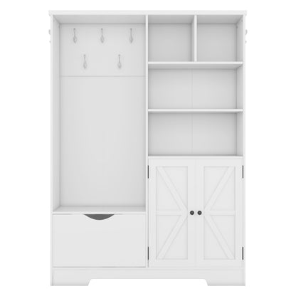 Hall Tree Storage Cabinet White