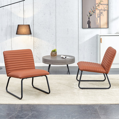 Brown Armless Lounge Chair – Black Legs