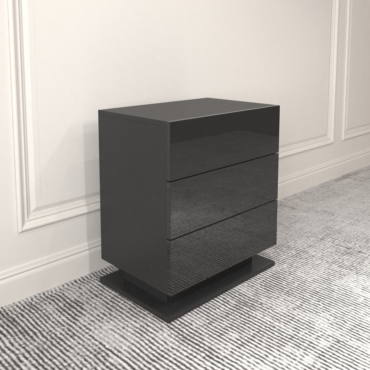 3-Drawer LED Bedside Table