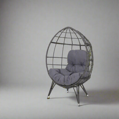 Gianni Teardrop Outdoor Dining Chair – PE Rattan & Iron with Cushion