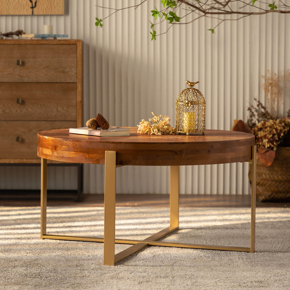 Retro Round Coffee Table Gold