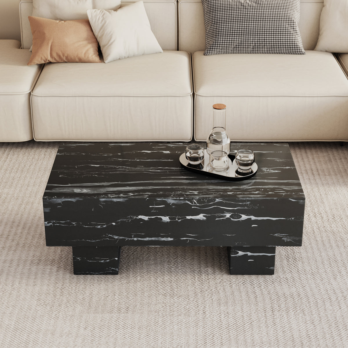 Black Modern Rectangle Coffee Table
