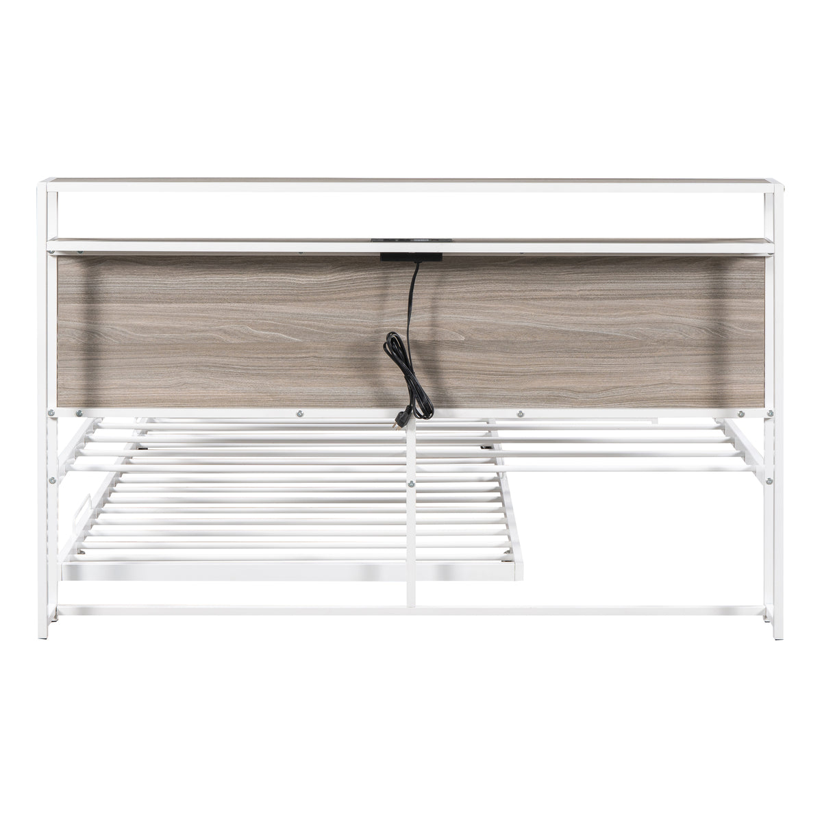 Metal Platform Bed with USB Ports Brown