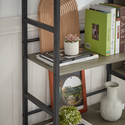 Triple Wide Industrial Bookshelf – Retro Wood & Metal