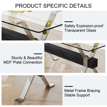 Glass Dining Table – Silver Metal Legs
