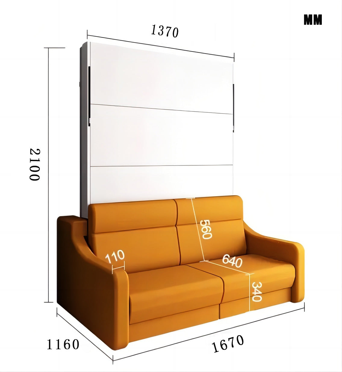 Full Sofa Bed with Drawers White