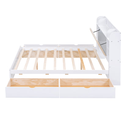 Wood Queen Platform Bed White