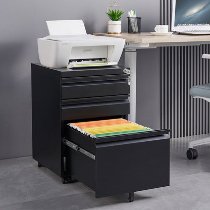 3-Drawer Metal Filing Cabinet with Lock