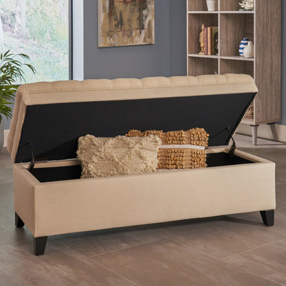 Juliana Velvet Storage Ottoman Beige