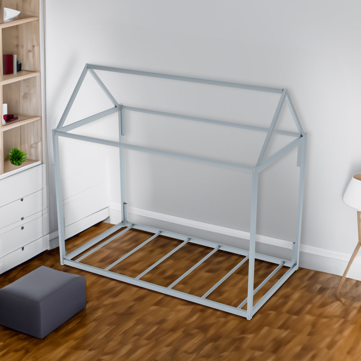 Metal House Twin Platform Bed – Black