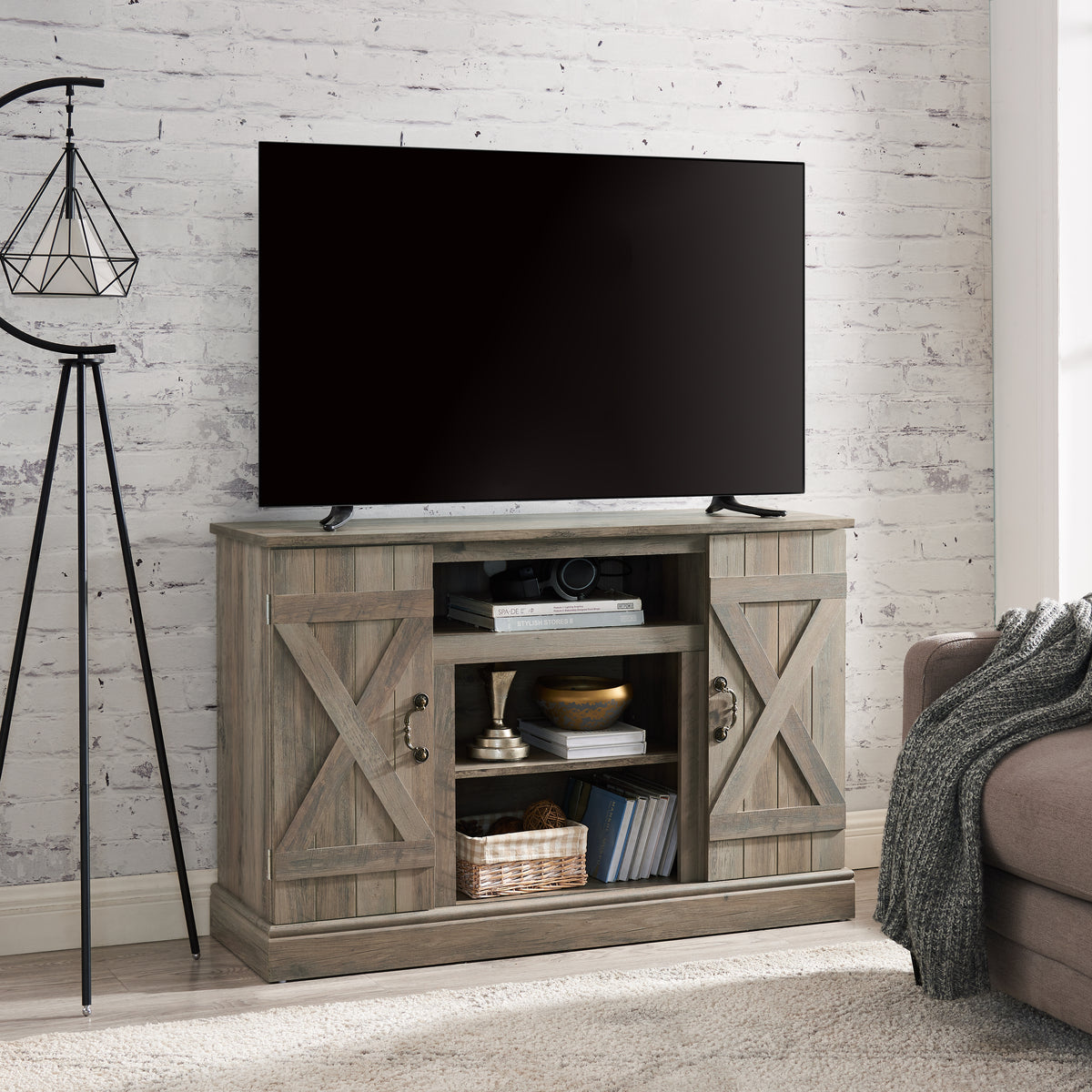 Farmhouse TV Stand Gray Wash