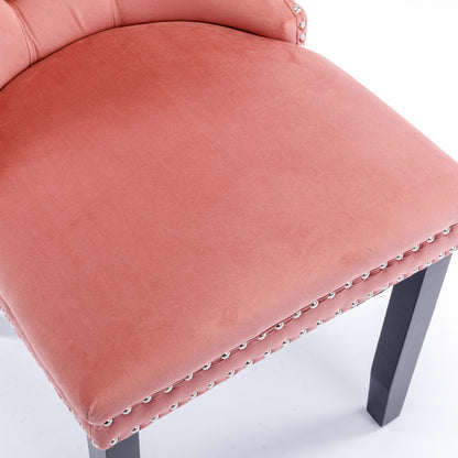 Nikki Tufted Linen Dining Chair Set (2 pcs) – Pink