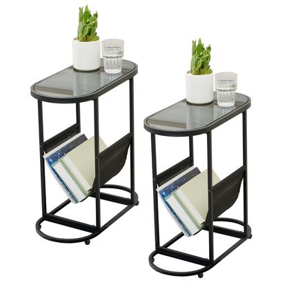Oval Glass End Tables Set of 2