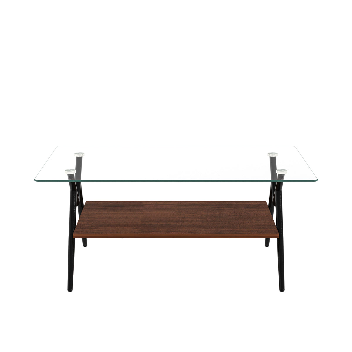 Rectangular Glass Coffee Table with Black Frame