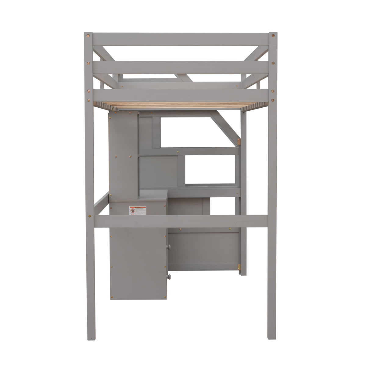 Twin Loft Bed with Storage Gray