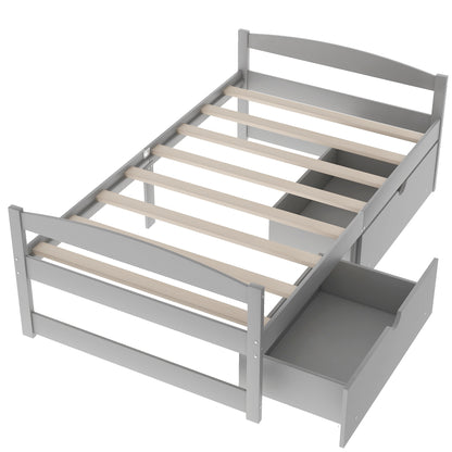 Twin Platform Bed Gray
