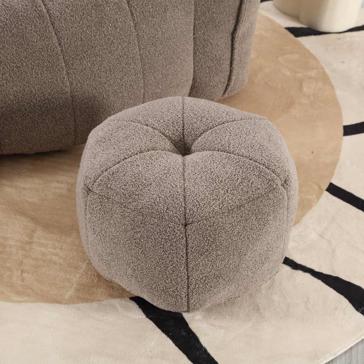 Soft Bean Bag Chair with Footstool Beige