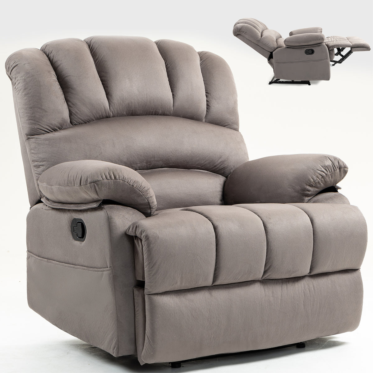 Manual Recliner Chair Fabric Gray