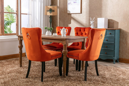 Nikki Tufted Linen Dining Chair Set (2 pcs) – Orange