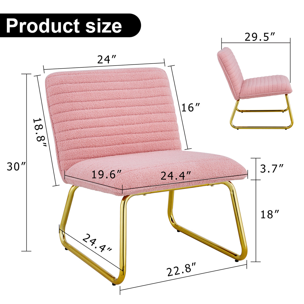 Blush Fabric Accent Chair – Gold Legs