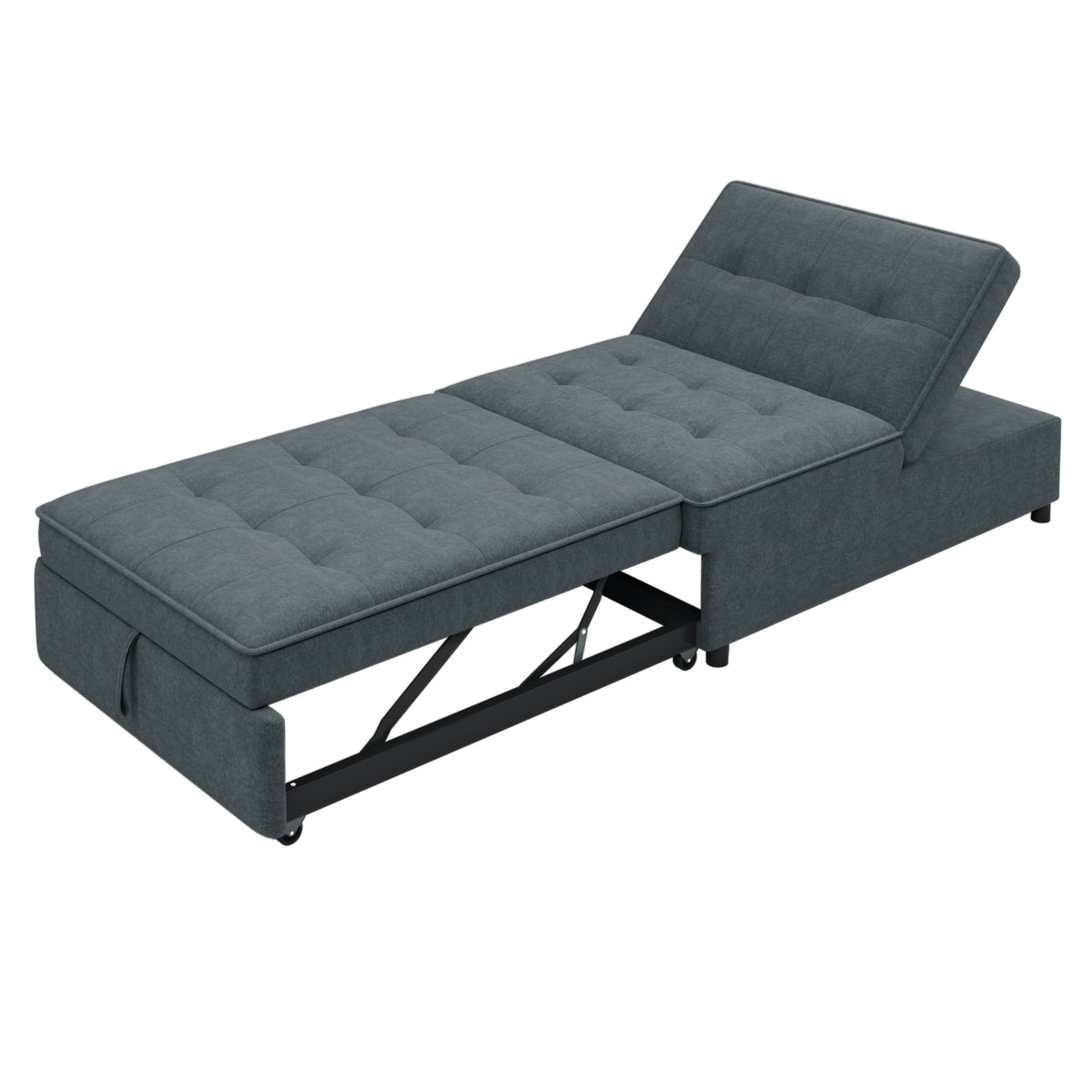 Modern Storage Ottoman with USB Port Dark Blue
