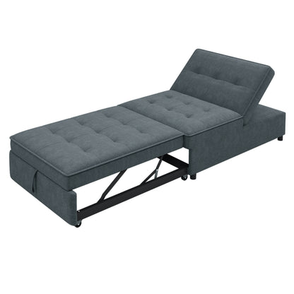 Modern Storage Ottoman with USB Port Dark Blue