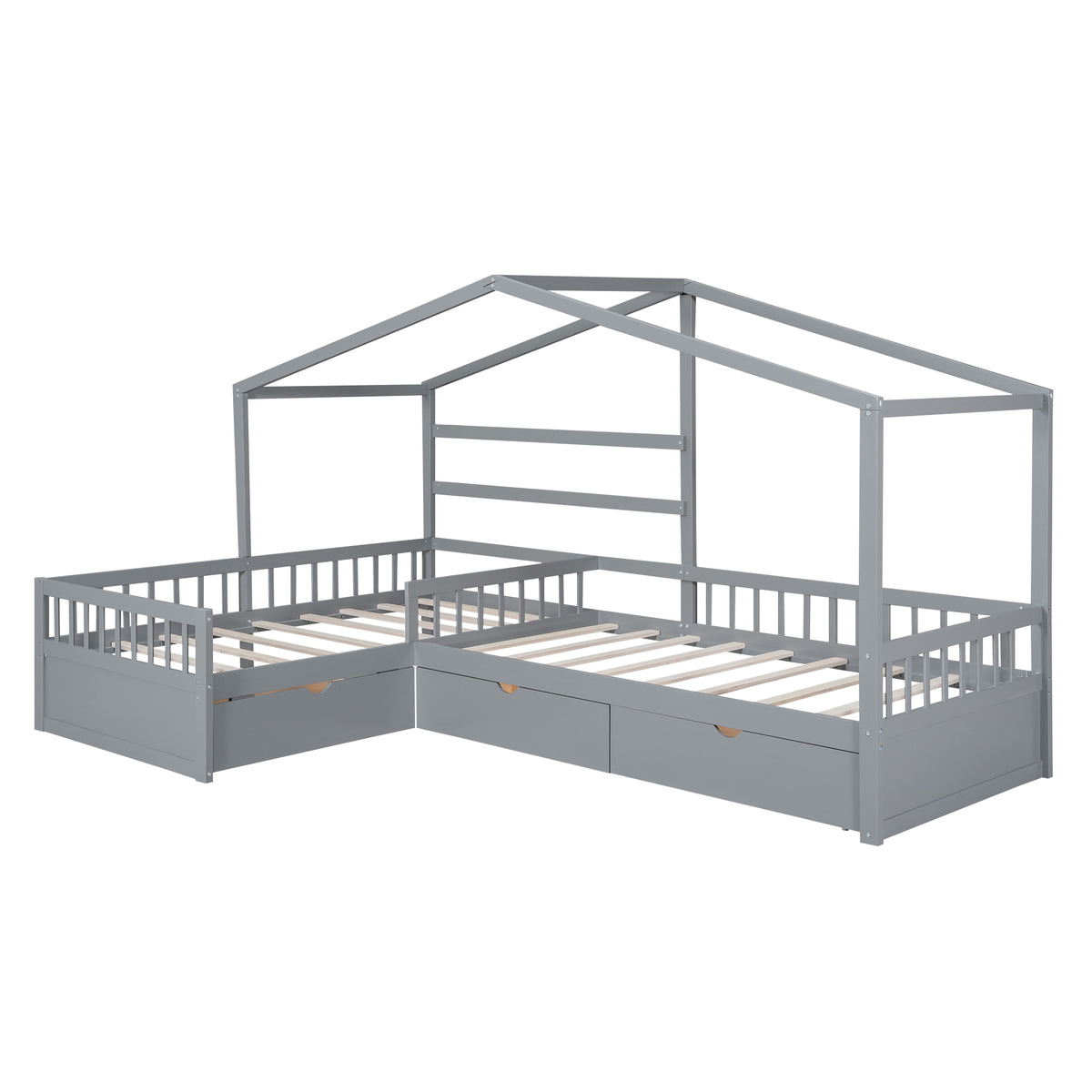 Twin House Bed Gray