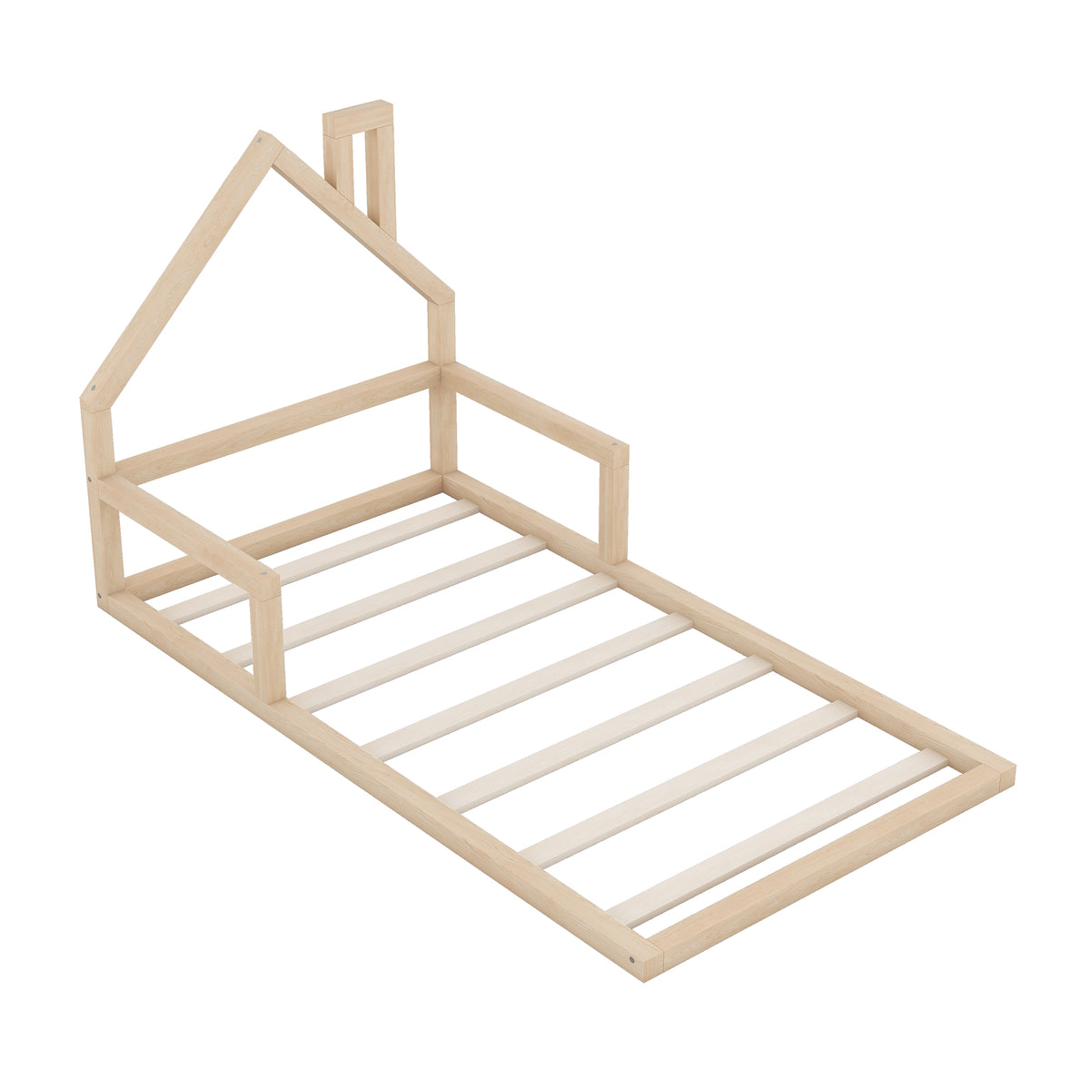 Twin Platform Bed with House Headboard Natural