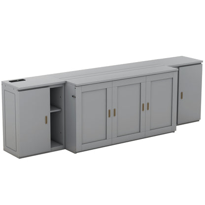 Queen Murphy Bed with Storage Gray